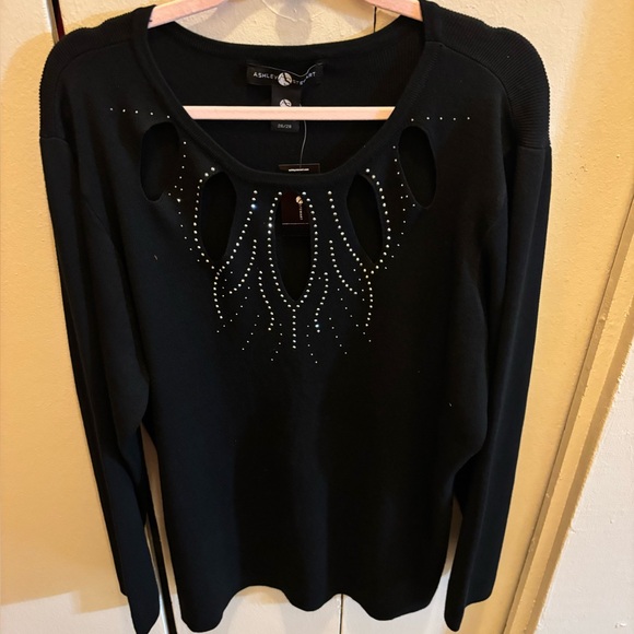 Ashley Stewart Sweaters - Ashley Stewart Black Studded Long Sleeve Sweater